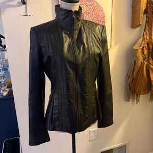 KENNETH COLE REACTION M 100% Black Leather Jacket Classic
